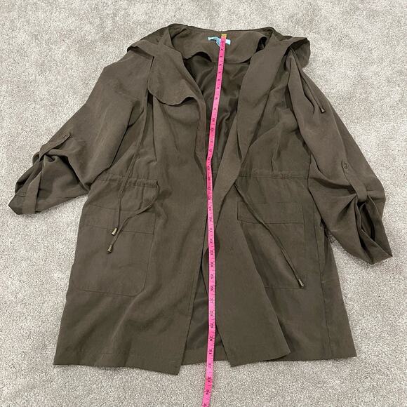 She + Sky Olive Green Light Jacket‎ with Hood and Cinched Waist Size M - Picture 9 of 9